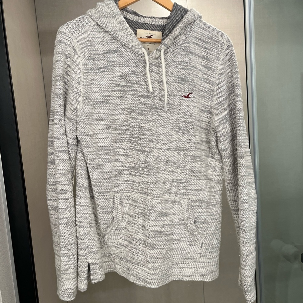 Y2K Hollister A&F Gray knit marled Men's Hoodie sz S. Soft, EUC.